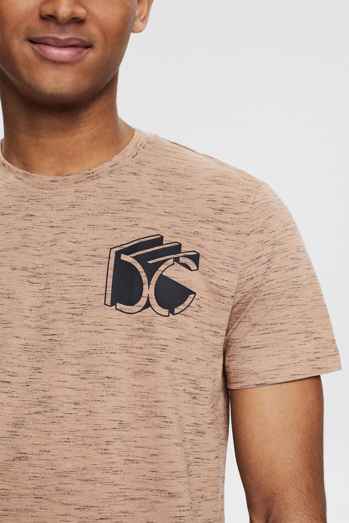 Meliertes Jersey-T-Shirt mit 3D Logo-Print, SAND, detail image number 1