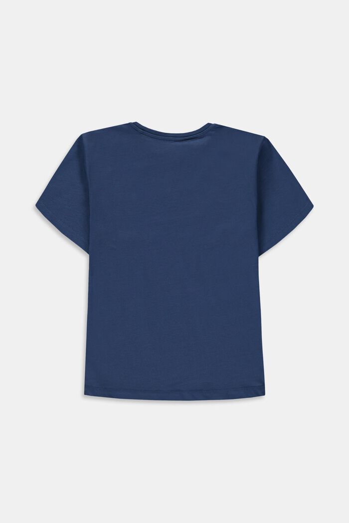 Baumwoll-T-Shirt mit positivem Print auf der Brust, BLUE, detail image number 1