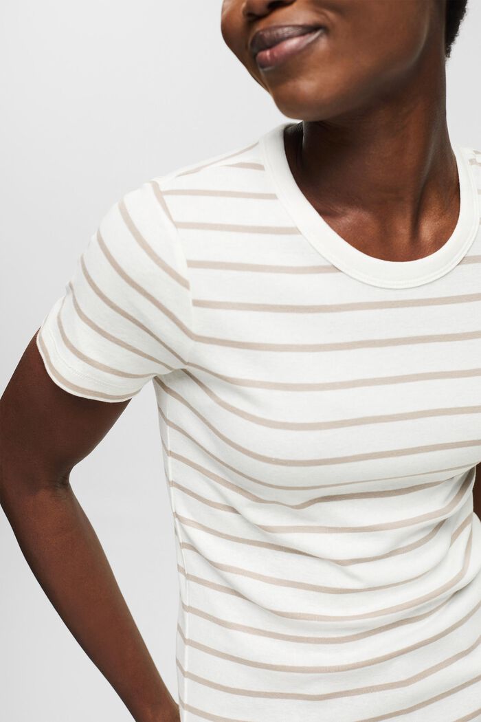 T-Shirt mit Streifen, 100% Organic Cotton, OFF WHITE, detail image number 2