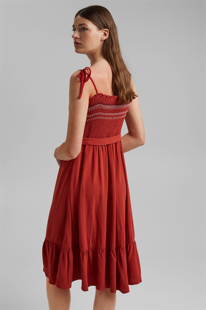 Besticktes Smok-Kleid aus LENZING™ ECOVERO™, TERRACOTTA, detail image number 2