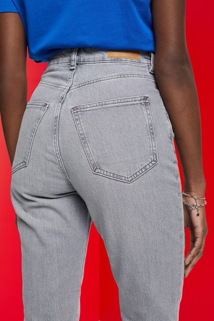 Jeans mit hohem Bund und offenem Saum, GREY MEDIUM WASHED, detail image number 4