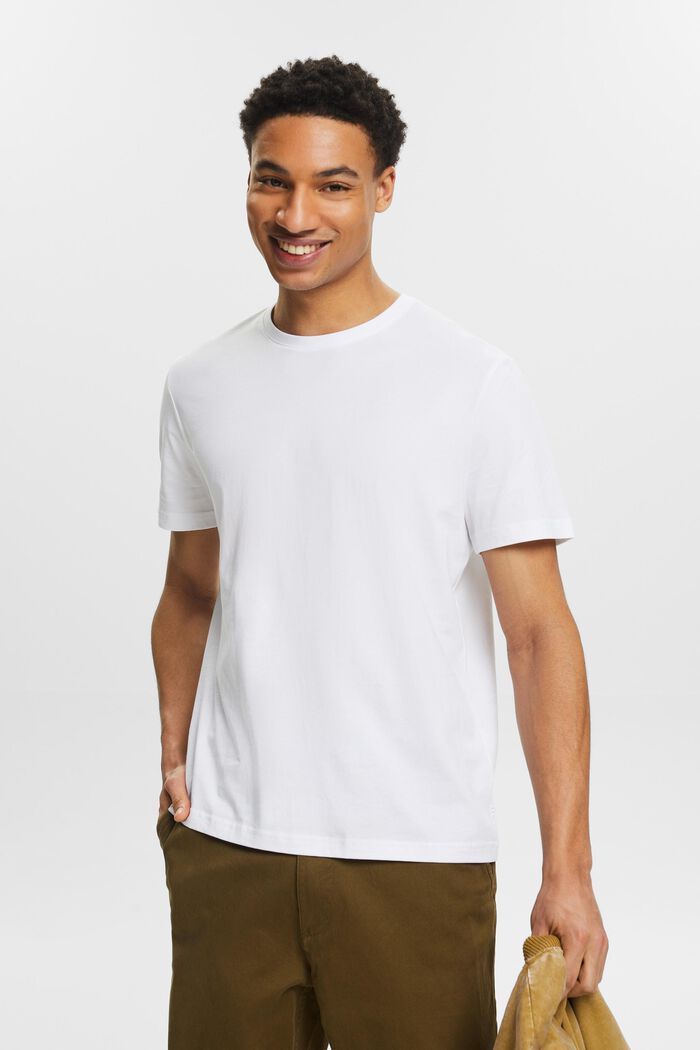 Kurzärmliges T-Shirt mit Rundhalsausschnitt, WHITE, detail image number 0