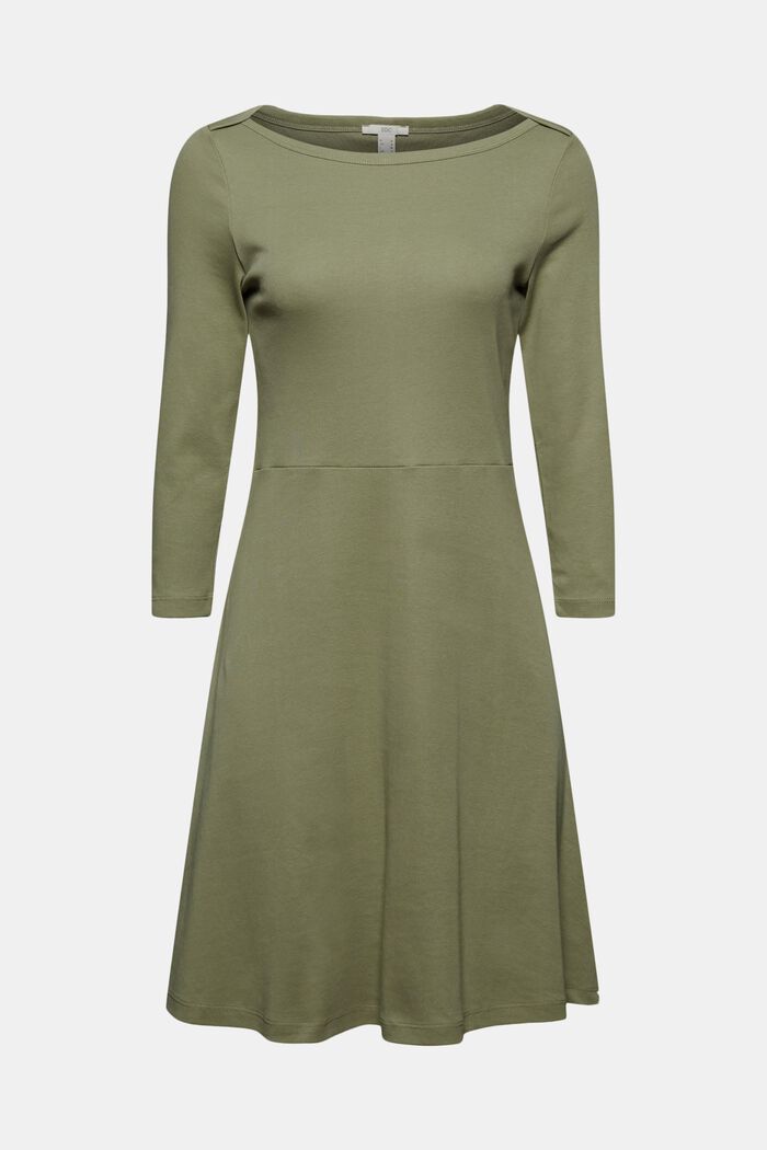Jersey-Kleid aus Organic Cotton, KHAKI GREEN, detail image number 0
