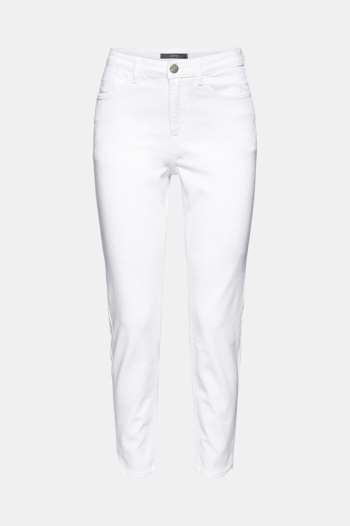 Stretch-Jeans mit Saumschlitzen, WHITE, overview