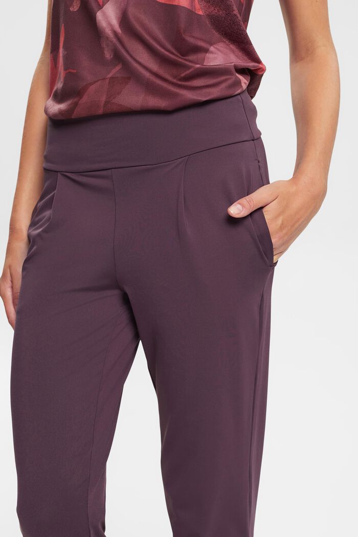 Jersey-Jogginghose E-DRY in Cropped-Länge, AUBERGINE, detail image number 0