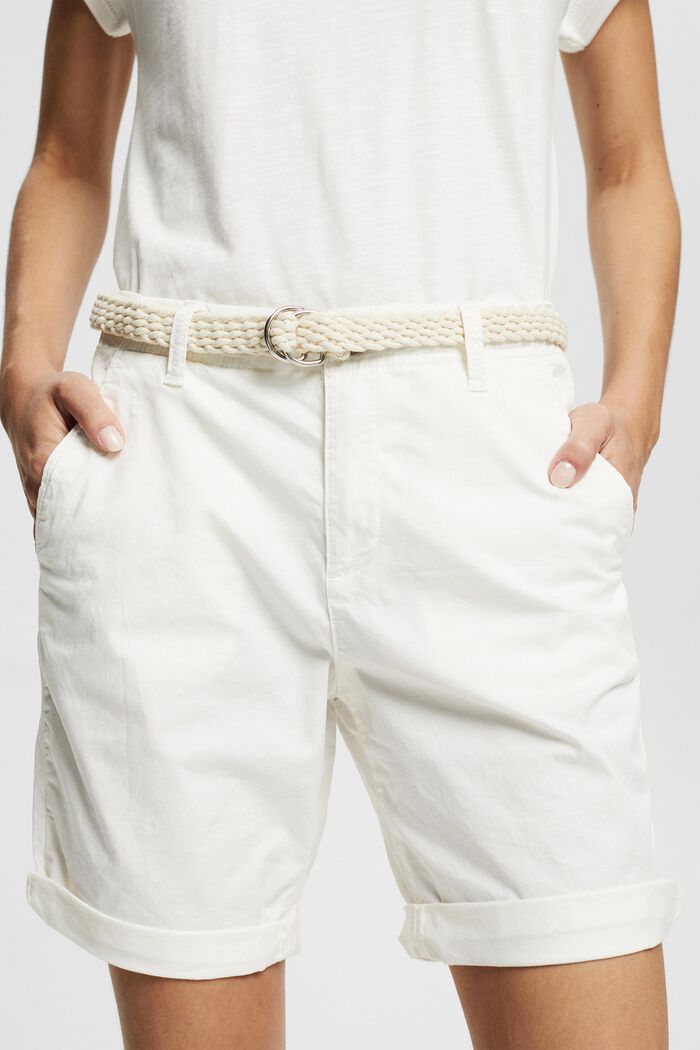 Shorts mit Flechtgürtel, WHITE, detail image number 0