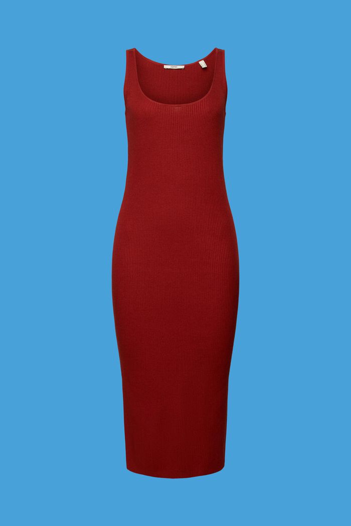 Kleid aus Rippstrick, Leinenmix, TERRACOTTA, detail image number 7