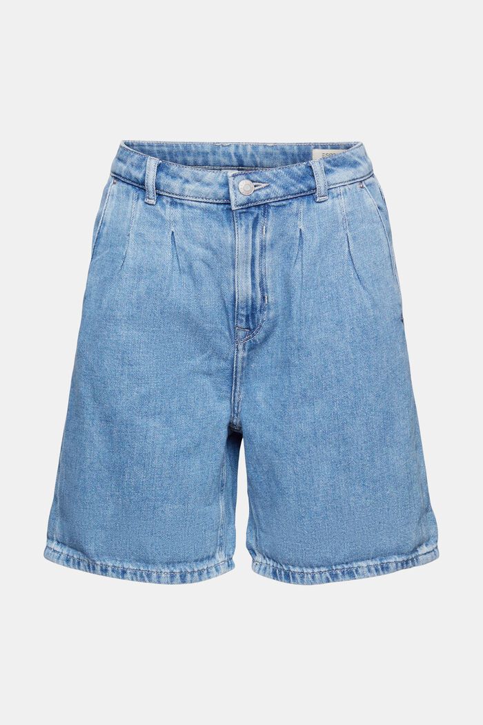 Jeans-Shorts mit Bundfalten, BLUE LIGHT WASHED, detail image number 7
