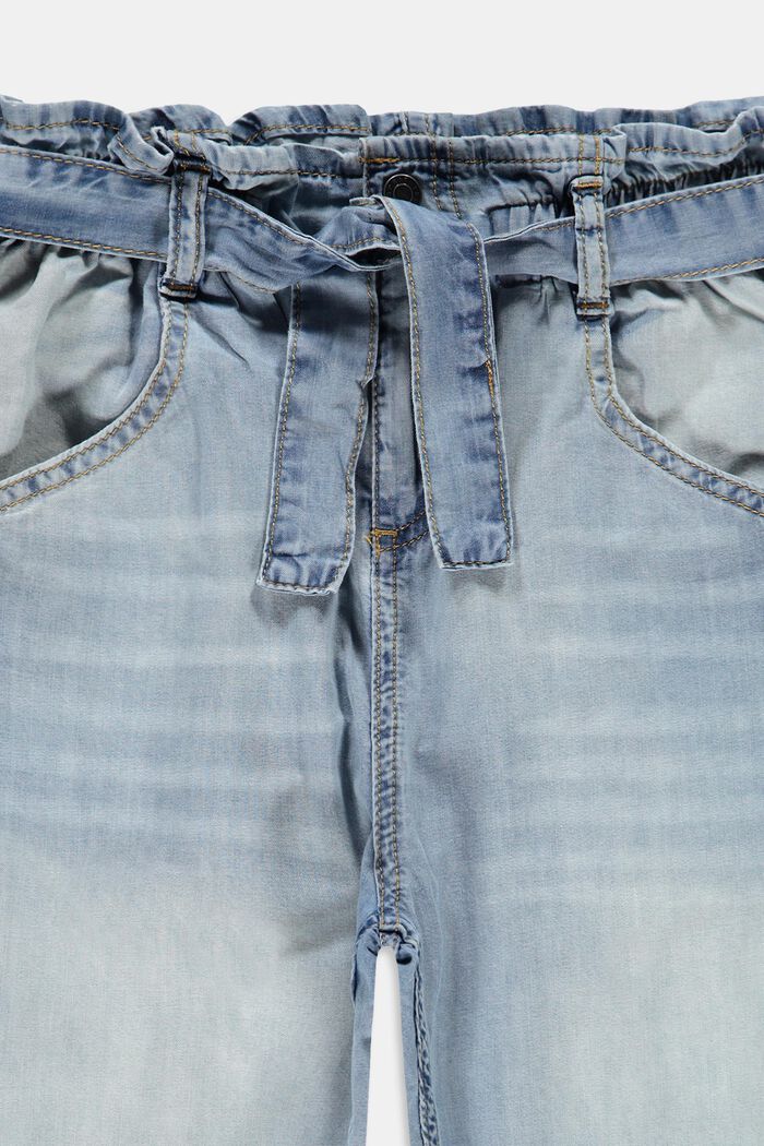 Elastische Paperbag-Jeans in Caprilänge, BLUE LIGHT WASHED, detail image number 2
