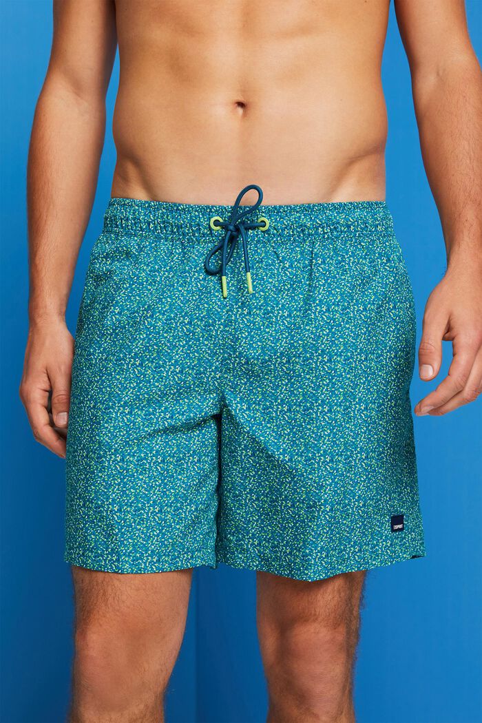 Badeshorts mit Allover-Muster, TEAL BLUE, detail image number 2
