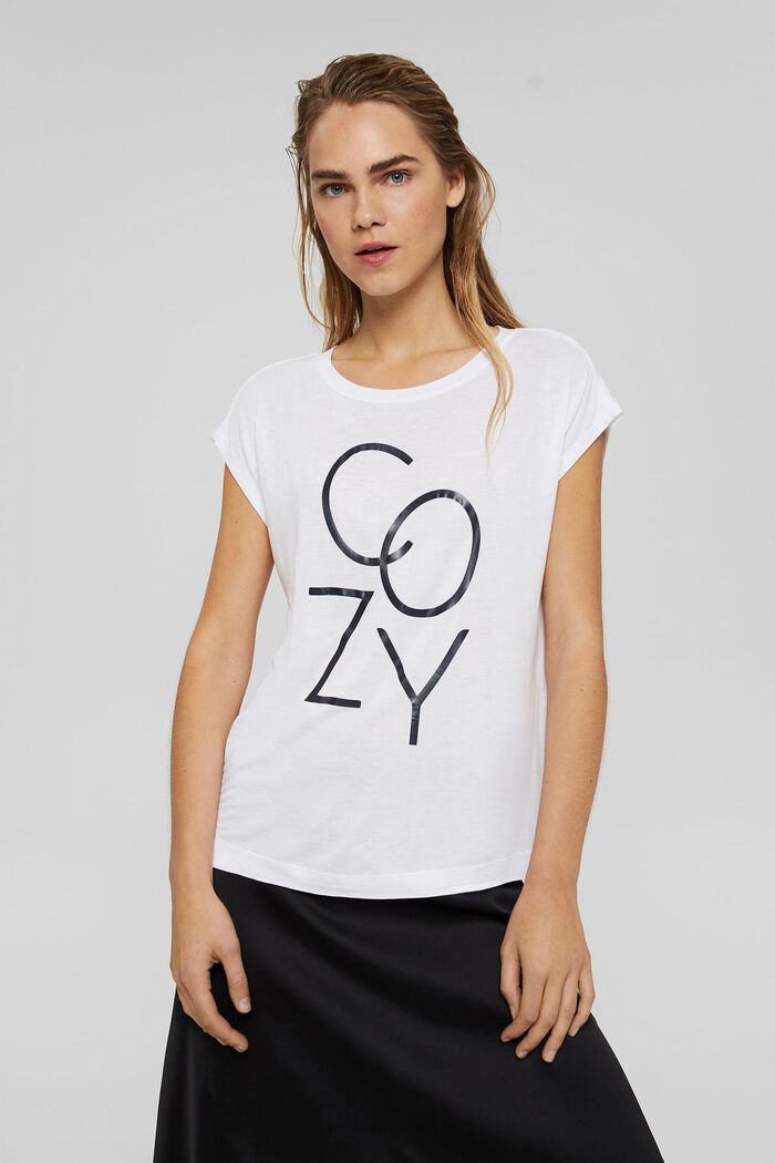 Print-Shirt aus LENZING™ ECOVERO™, WHITE, detail image number 0