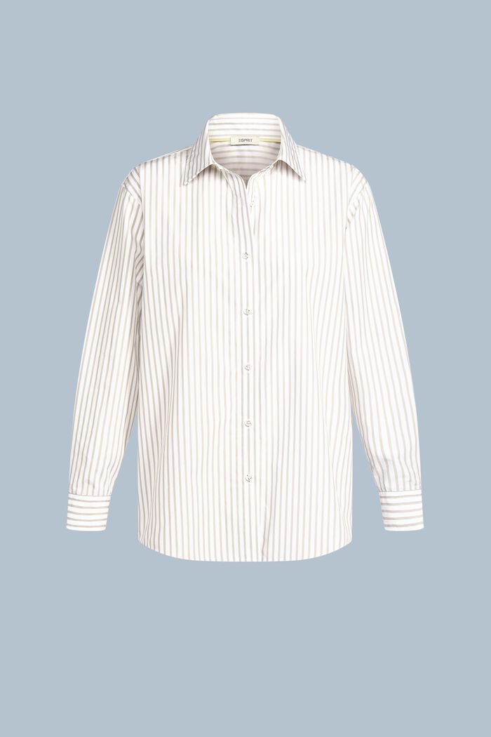 Gestreiftes Hemd aus Baumwoll-Popeline, BEIGE, detail image number 6