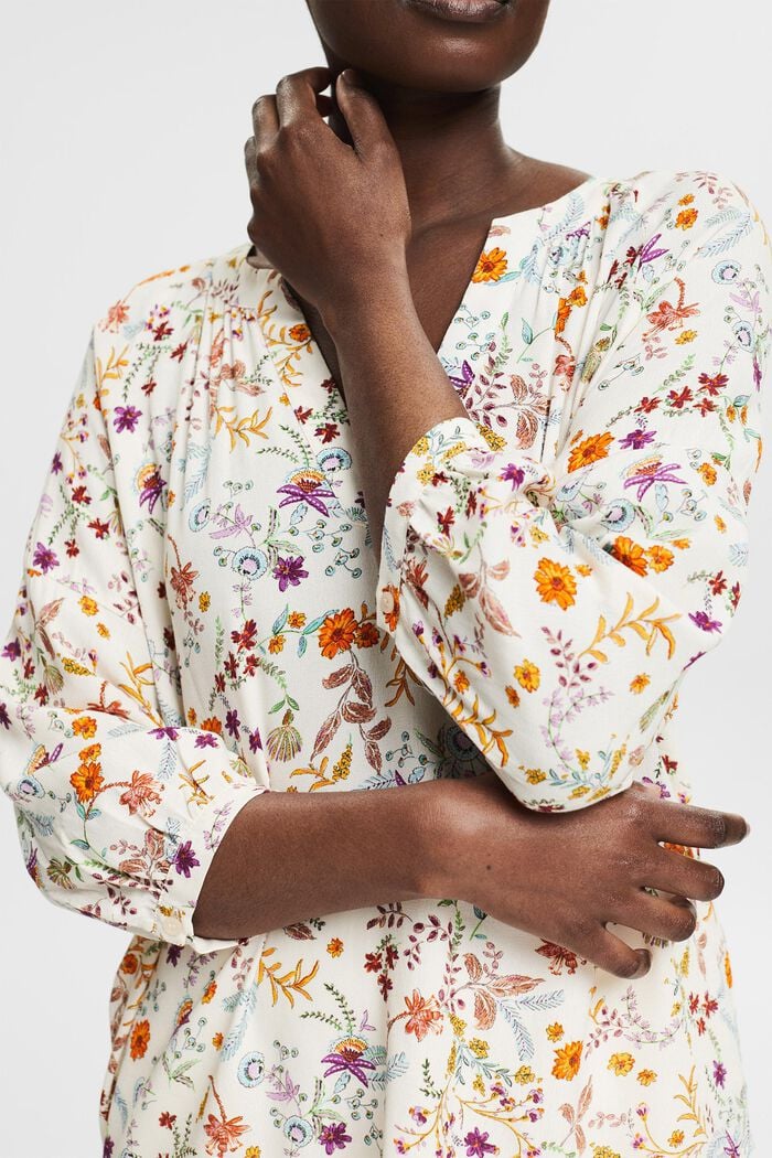 Bluse mit floralem Muster, CREAM BEIGE, detail image number 2