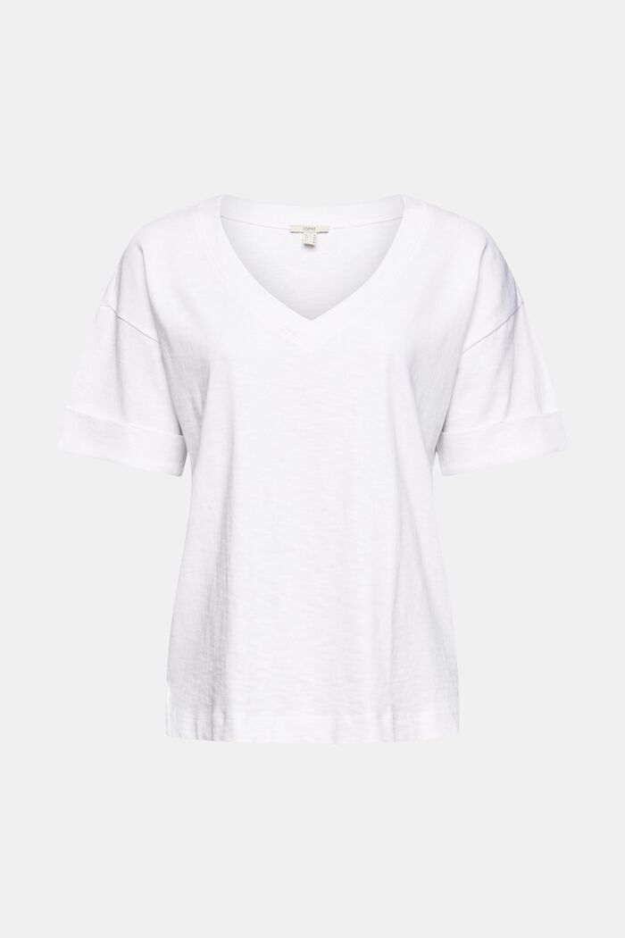 T-Shirt mit V-Ausschnitt, WHITE, detail image number 6
