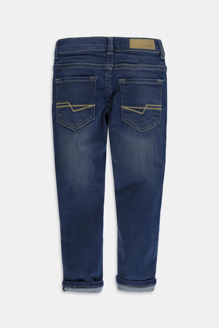 Washed Stretch-Jeans mit Verstellbund, BLUE DARK WASHED, detail image number 1