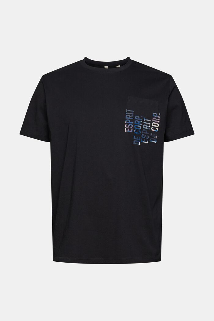 Jersey-T-Shirt mit Print, BLACK, overview