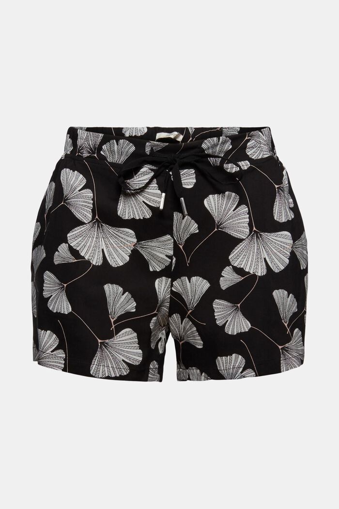 Pyjama-Shorts mit Ginko-Print, LENZING™ ECOVERO™, BLACK, detail image number 6