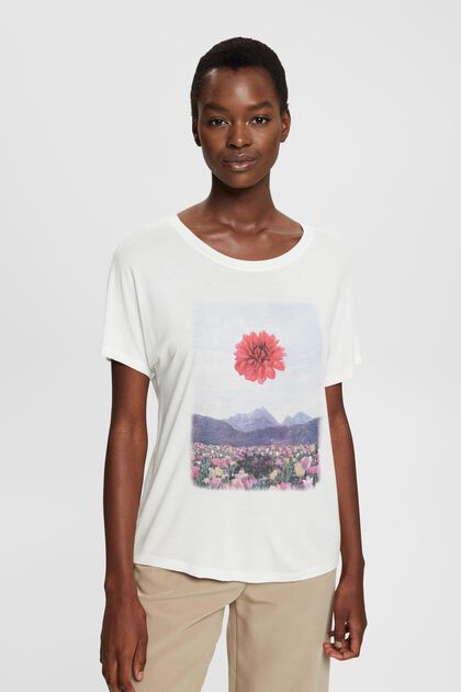 Print-T-Shirt, LENZING™ ECOVERO™, NEW OFF WHITE, overview
