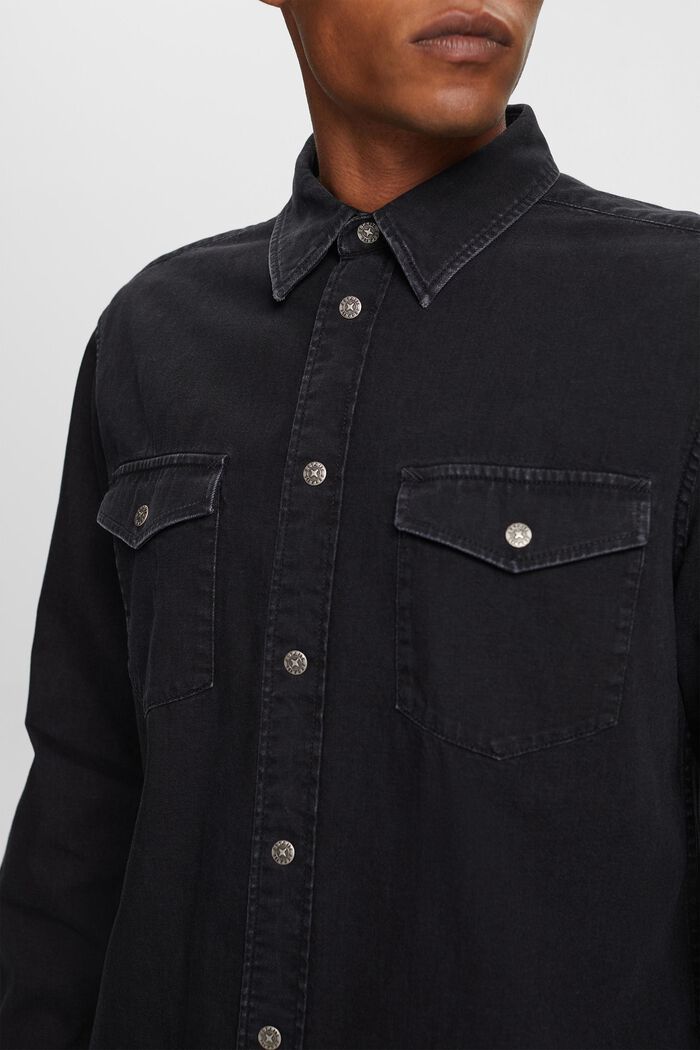 Jeanshemd aus 100 % Baumwolle, BLACK DARK WASHED, detail image number 2