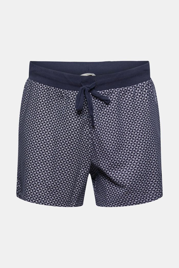 Gemusterte Pyjama-Shorts aus 100% Bio-Baumwolle, NAVY, detail image number 5