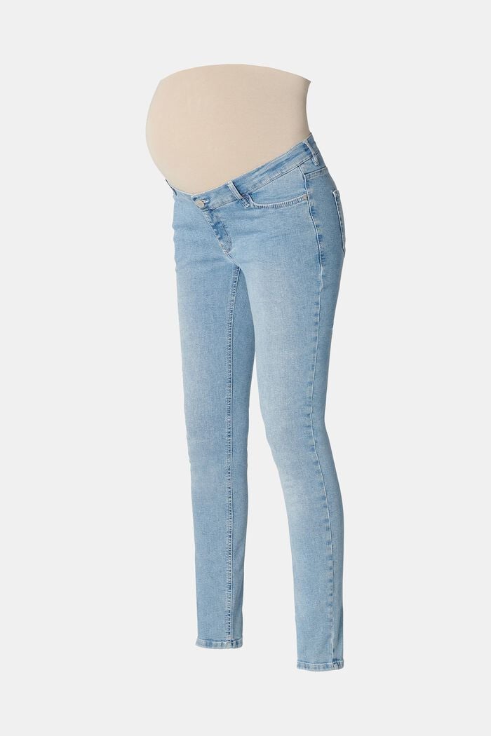 Schmal geschnittene Jeans mit Überbauchbund, LIGHTWASH, detail image number 5