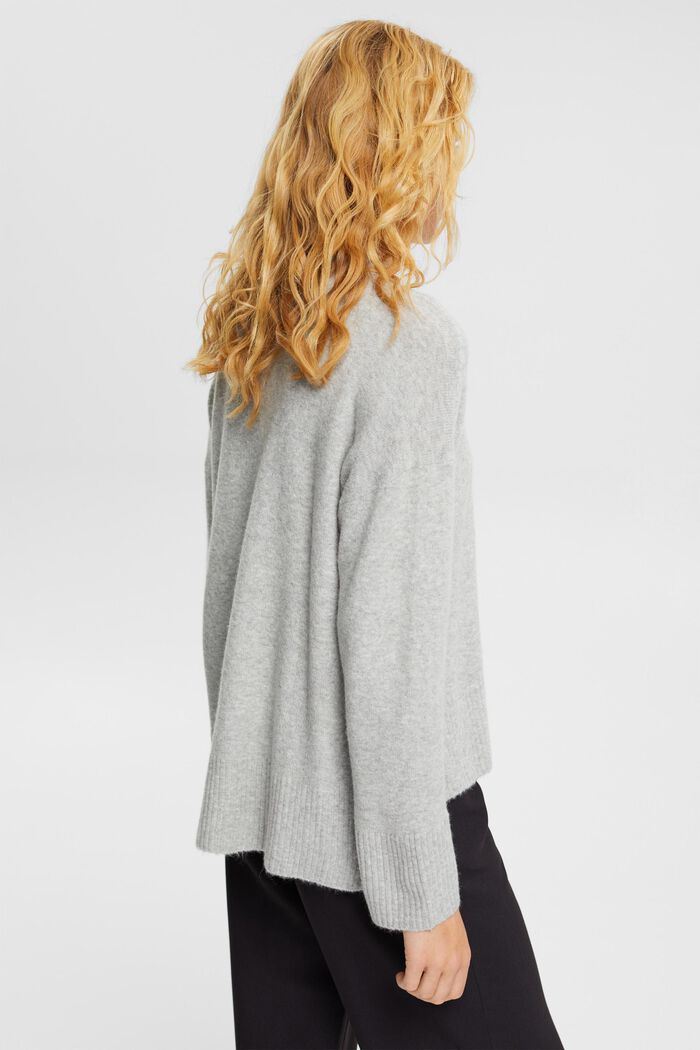 Mit Wolle: flauschiger Pullover mit Stehkragen, LIGHT GREY, detail image number 4
