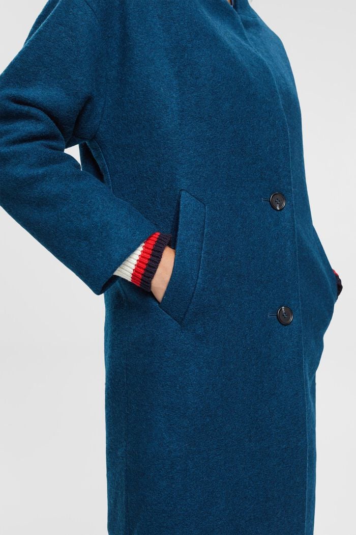 Mantel mit Wolle, PETROL BLUE, detail image number 2
