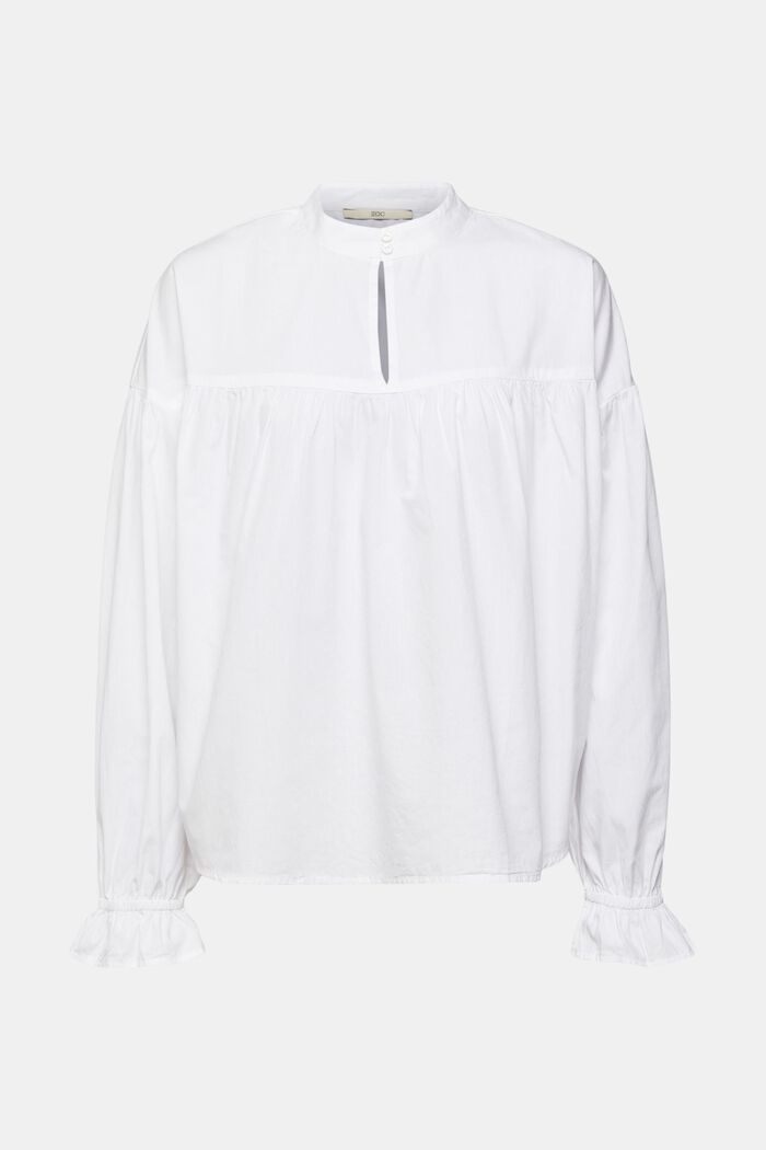 Bluse mit gerüschten Ärmelbündchen, WHITE, detail image number 2