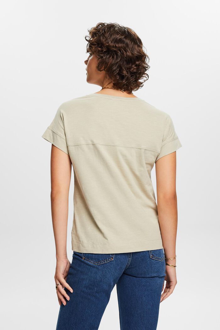 Baumwoll-T-Shirt mit V-Ausschnitt, DUSTY GREEN, detail image number 3