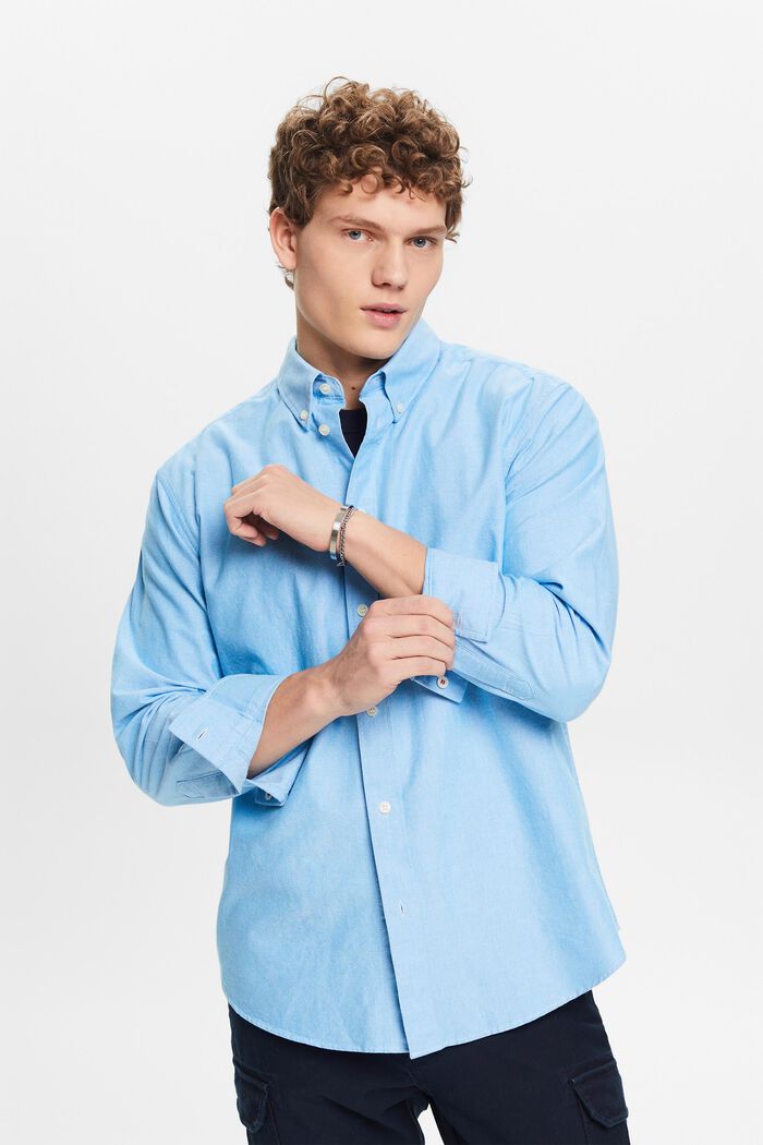 Oxford-Hemd aus Baumwolle, BLUE, detail image number 4