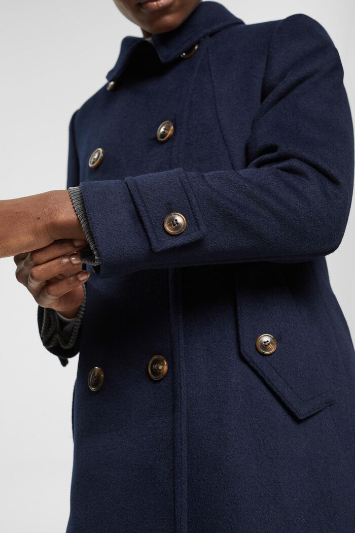 Doppelreihiger Mantel aus Wollmix, NAVY, detail image number 4