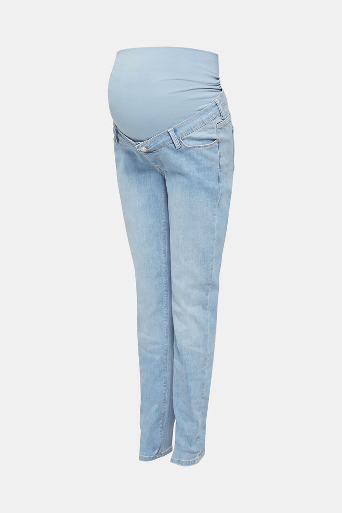Bleached-Jeans mit Überbauchbund, LIGHTWASH, detail image number 1