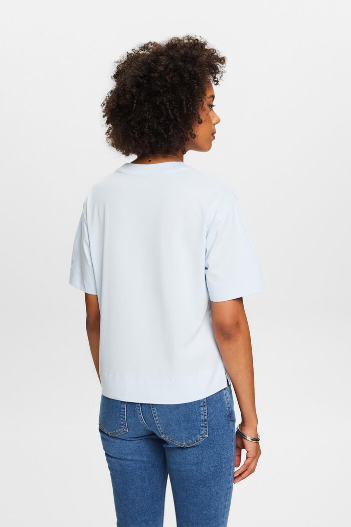 T-Shirt aus Pima-Baumwolle mit Rundhalsausschnitt, PASTEL BLUE, detail image number 2