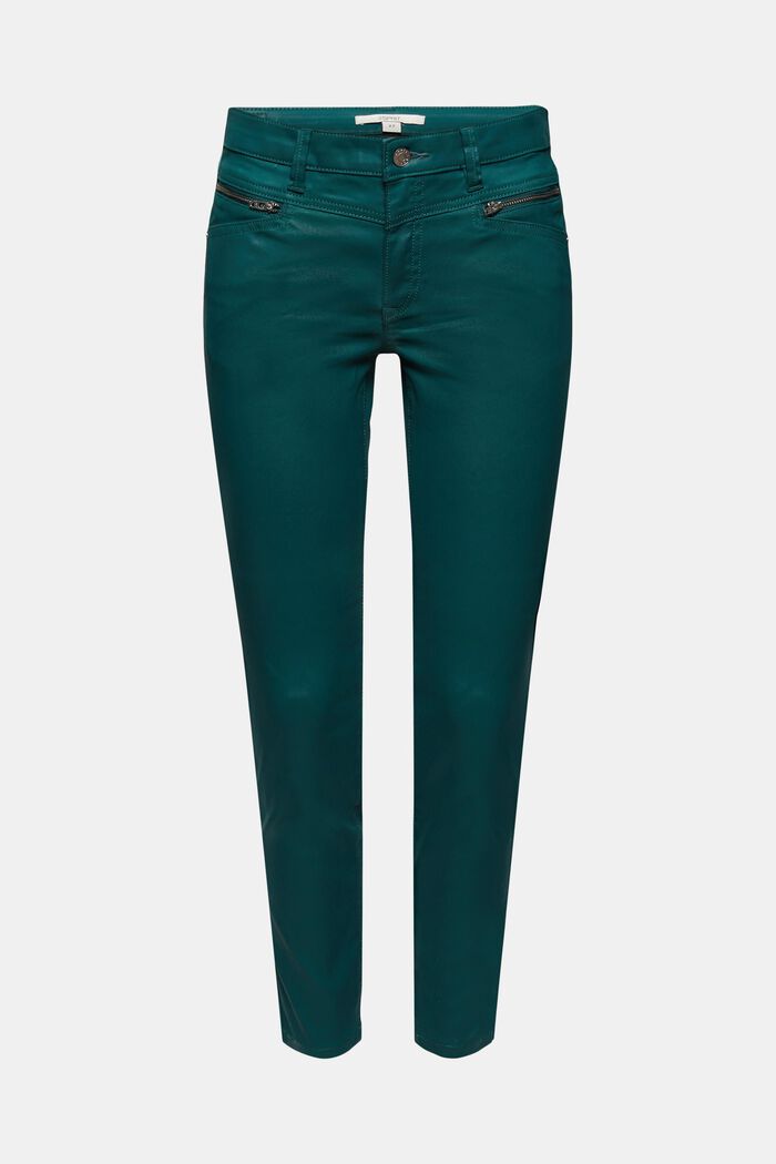 Beschichtete Hose mit Zippern, DARK TEAL GREEN, detail image number 7
