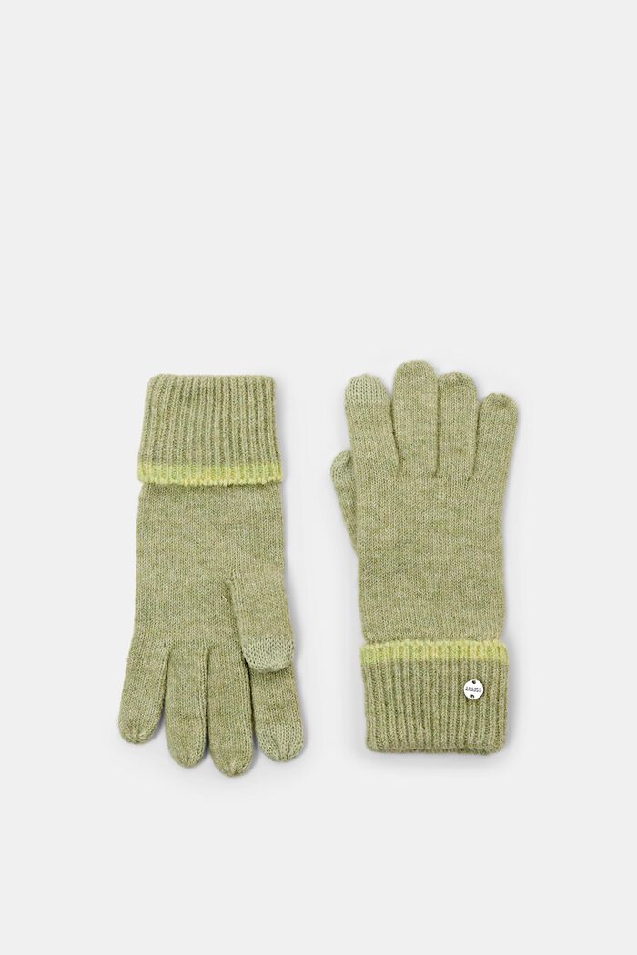 Strick-Handschuhe mit Wollanteil, CITRUS GREEN, detail image number 0
