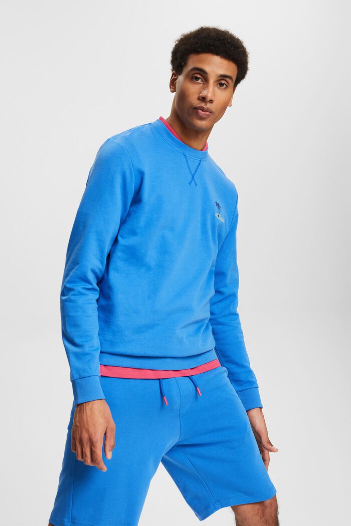 Sweatshirt mit kleiner Motiv-Stickerei, BRIGHT BLUE, detail image number 0