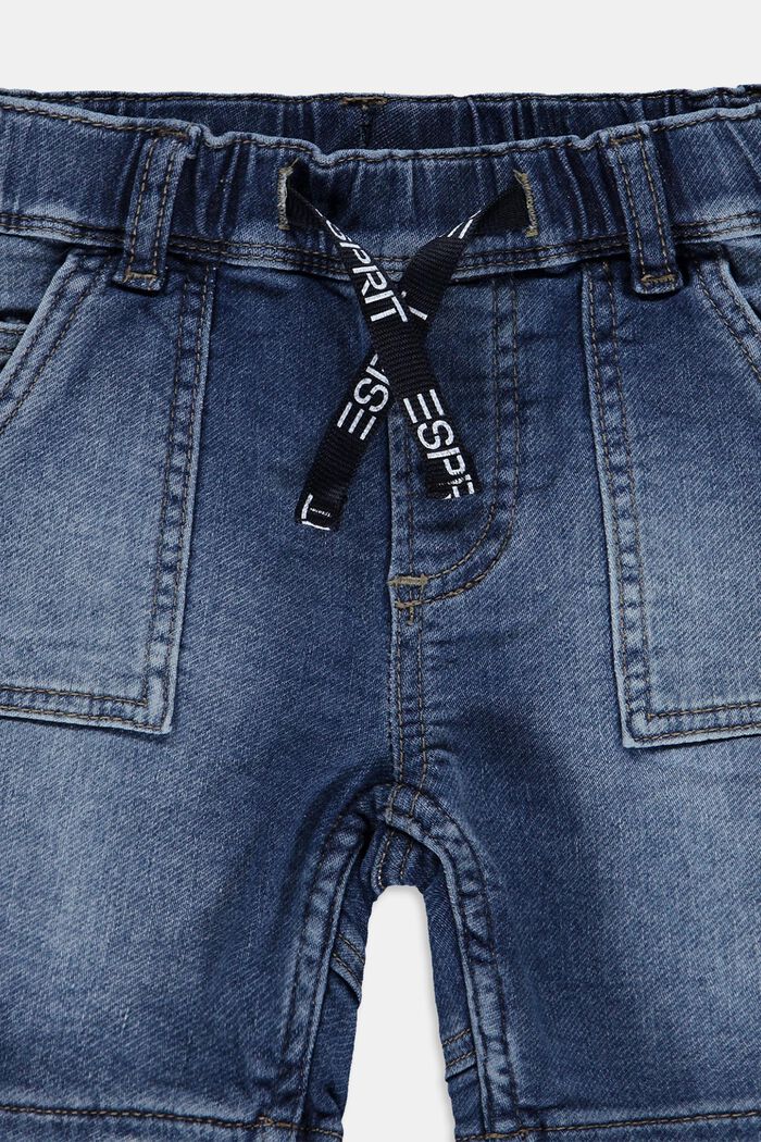 Jeans-Shorts mit elastischem Kordelzugbund, BLUE MEDIUM WASHED, detail image number 2