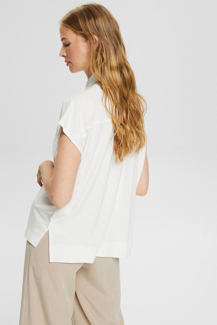 Poloshirt mit Knopfleiste, LENZING™ ECOVERO™, OFF WHITE, detail image number 4