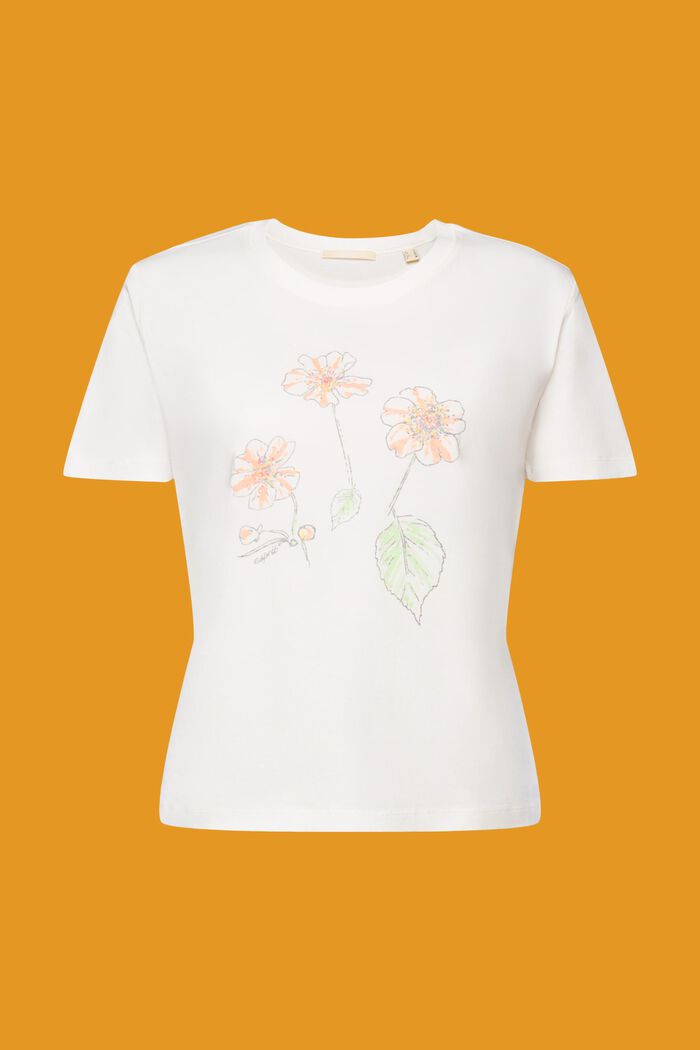 Baumwoll-T-Shirt mit Blumenprint, OFF WHITE, detail image number 6