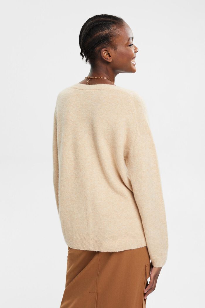 Mit Wolle: flauschiger Pullover, SAND, detail image number 3