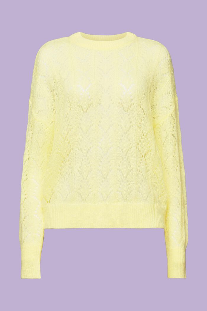 Offenmaschiger Pullover aus Wollmix, LIME YELLOW, detail image number 6