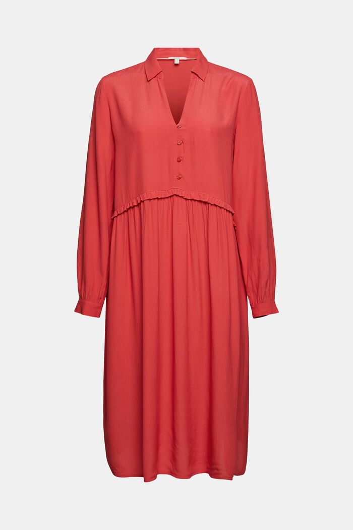 Kleid mit Rüschenkante, RED, detail image number 5
