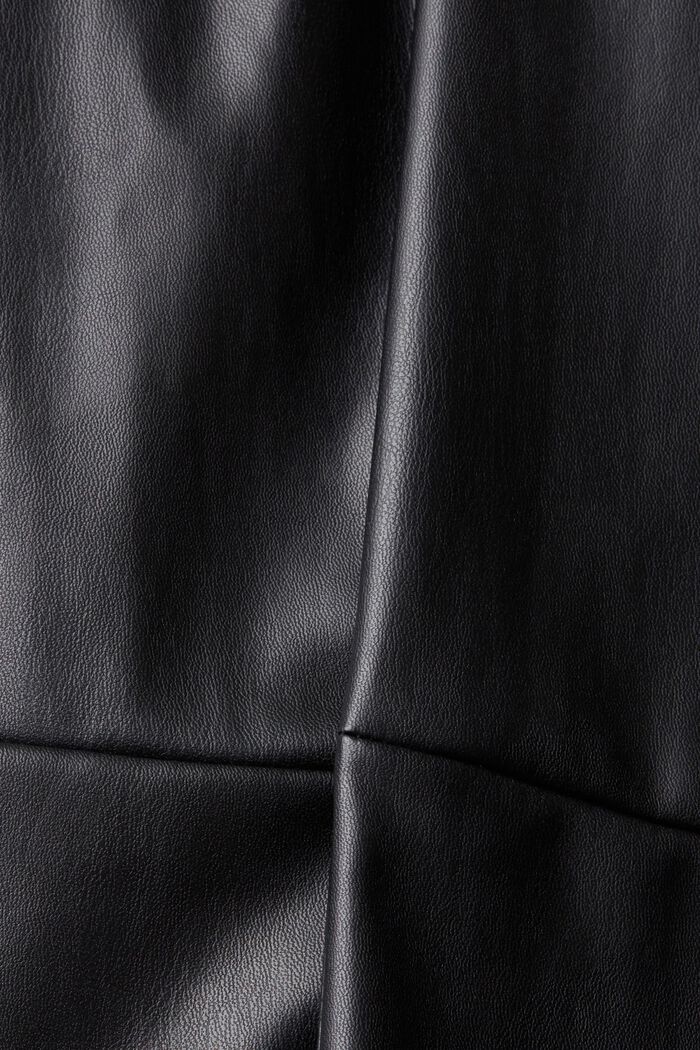 Kunstleder-Hosen mit mittelhohem Bund und geradem Bein, BLACK, detail image number 6