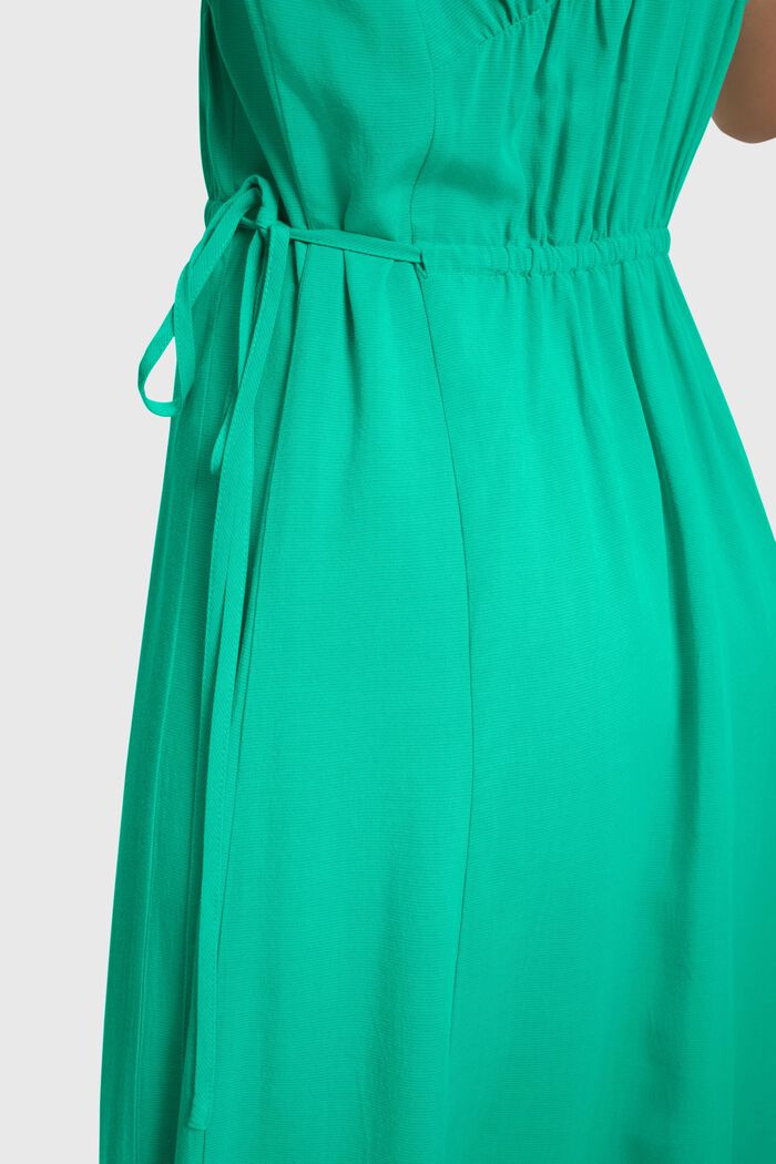 RAYON SILK Kleid mit Rüschen-V-Ausschnitt, GREEN, detail image number 3