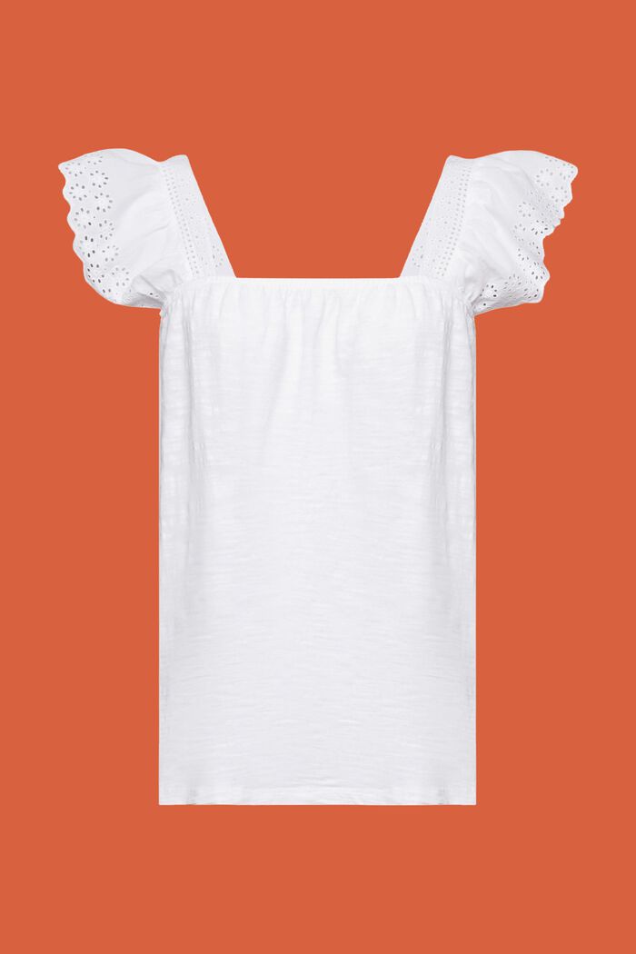 Jersey-T-Shirt mit bestickten Ärmeln, WHITE, detail image number 5