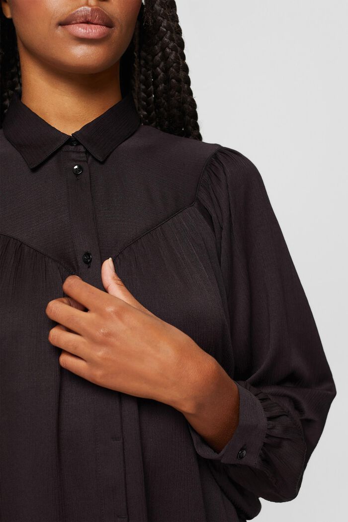 Strukturierte Bluse mit weiten Ärmeln, BLACK, detail image number 2