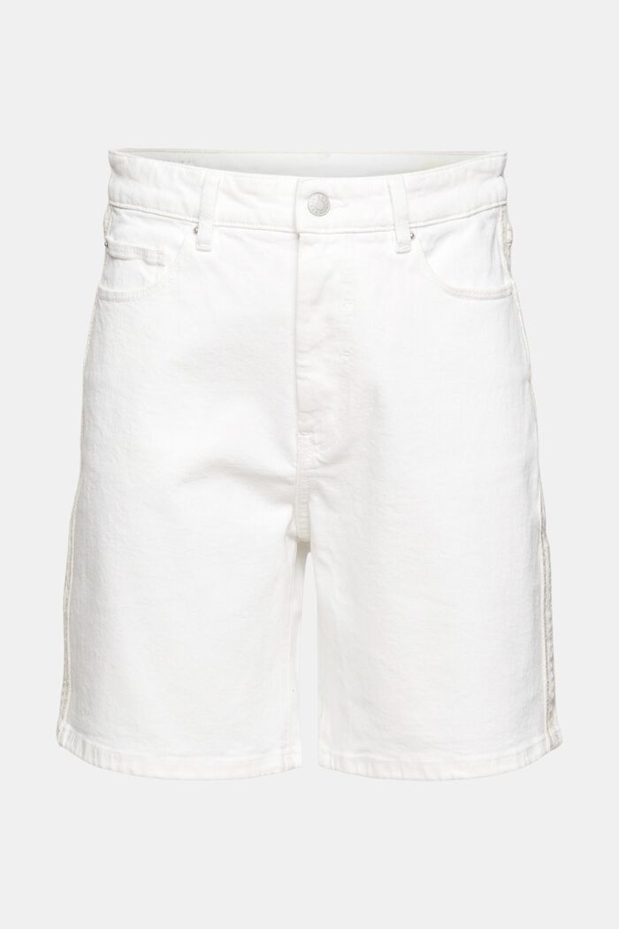 Denim-Shorts mit hohem Bund, WHITE, overview