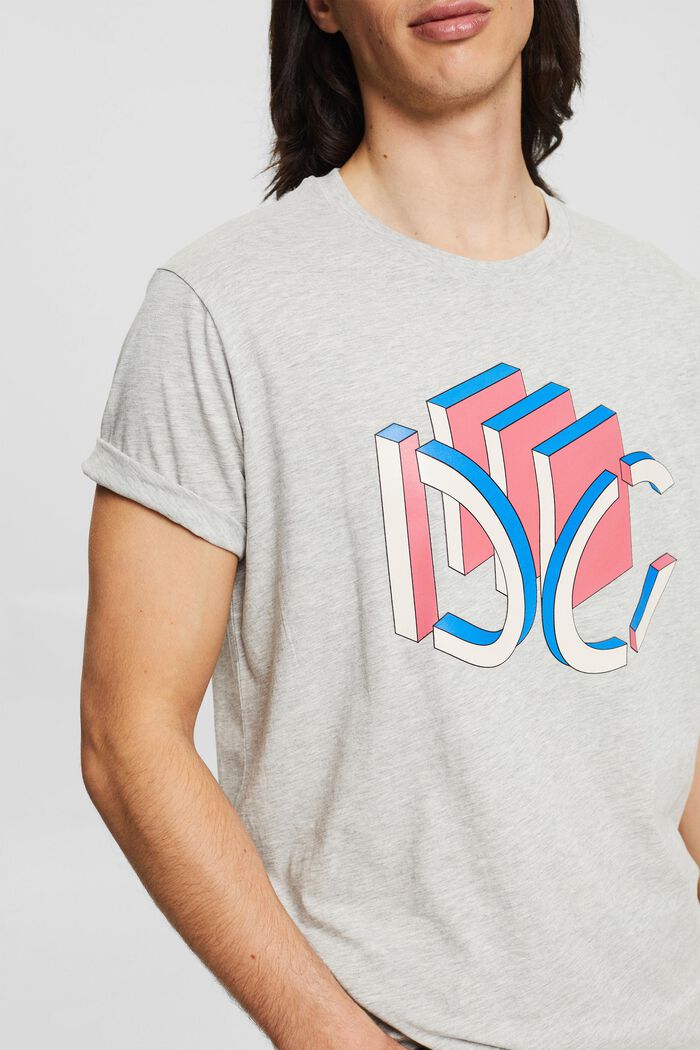 Jersey-T-Shirt mit grafischem 3D Logo-Print, LIGHT GREY, detail image number 1