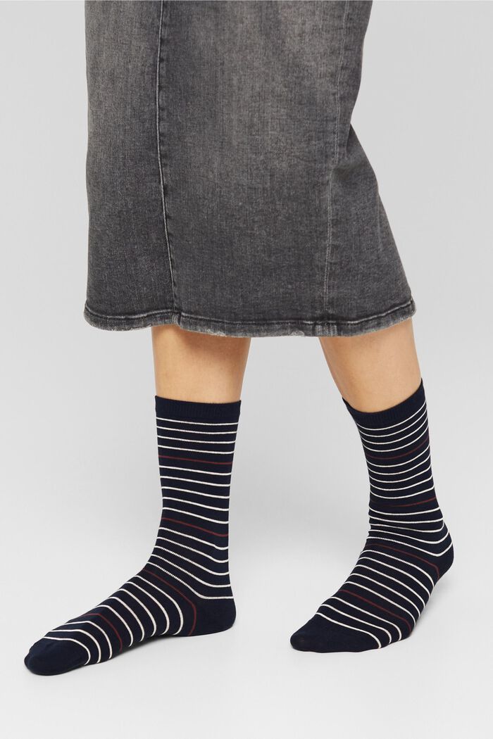 Geringelte Socken im Doppelpack, MARINE, detail image number 2