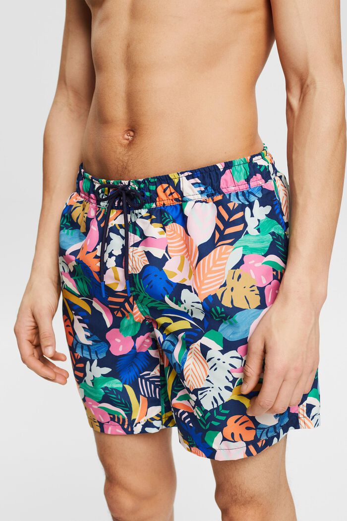 Bade-Shorts mit tropischem Print, NAVY, detail image number 2